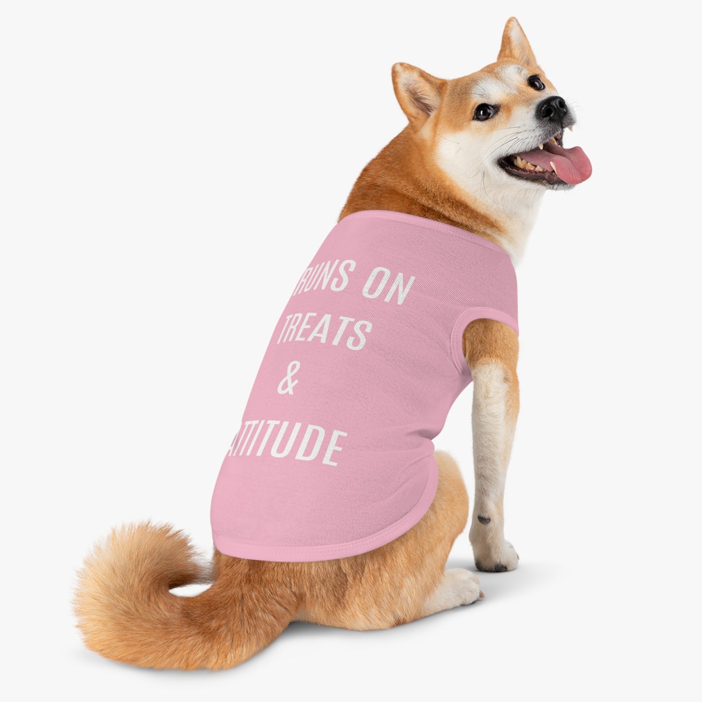 Pet Tank Top - "Runs on Treats & Attitude" Funny Dog Shirt