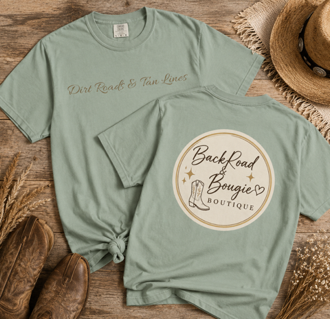 Dirt Roads & Tan Lines Tee
"BackRoad & Bougie Boutique" Logo Tee