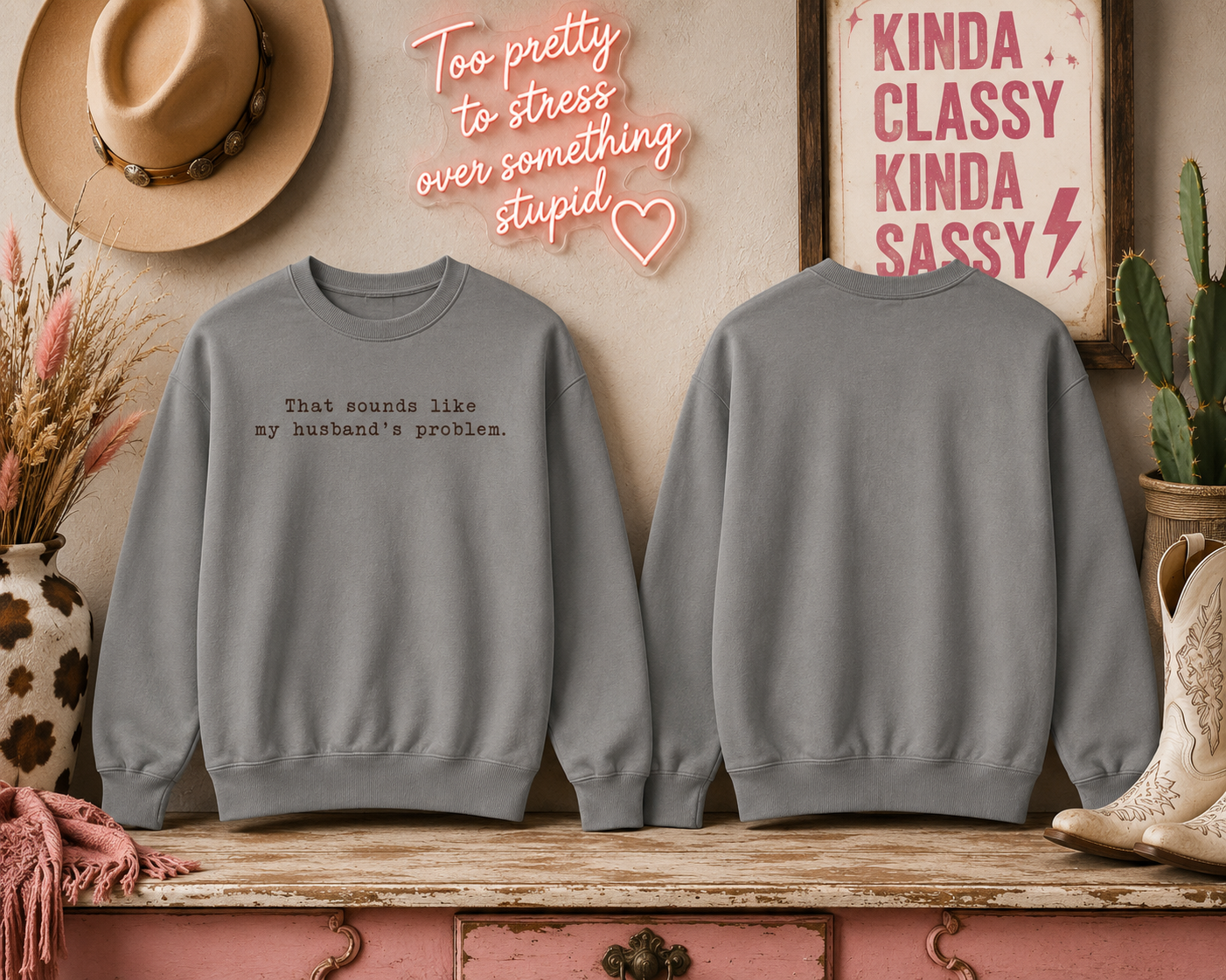😂🤎 “Sounds Like My Husband’s Problem” Crewneck