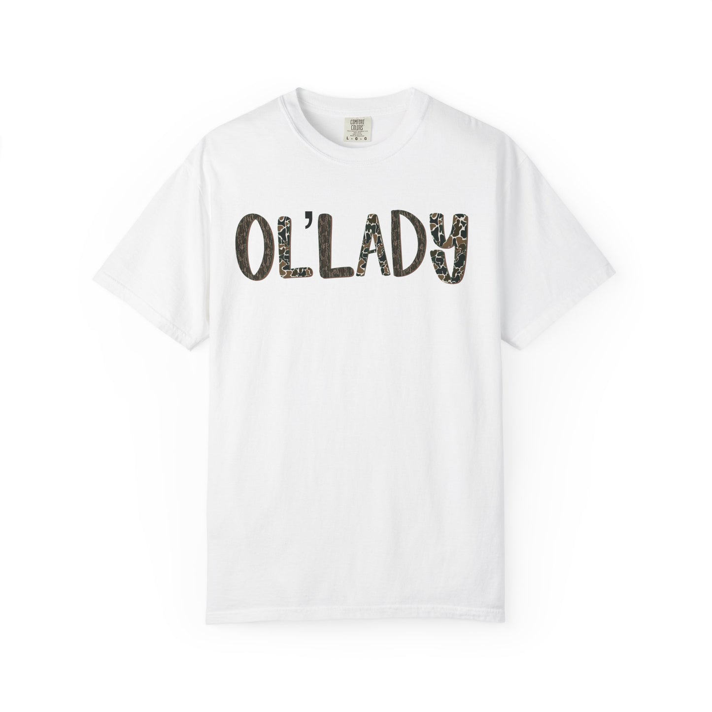 Ol' Lady T-Shirt — Vintage Camo Text Tee for Funny Gifts & Casual Wear
