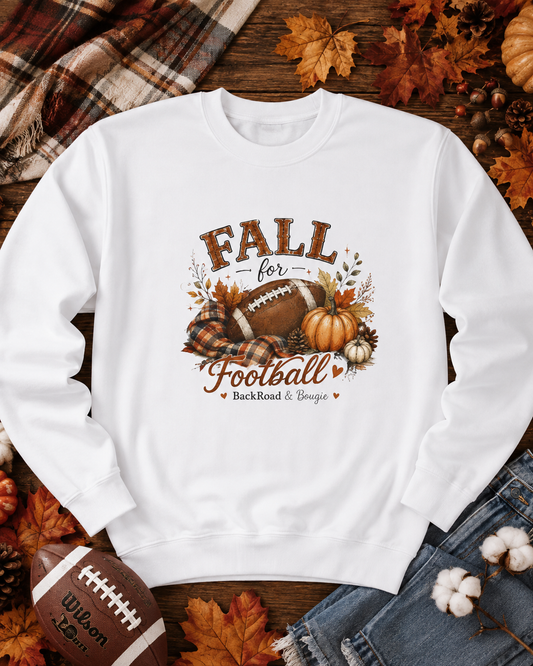 Fall for Football Sweatshirt — Autumn Pumpkin & Football Graphic Crewneck