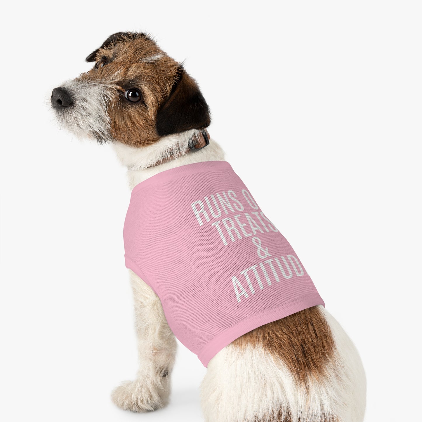 Pet Tank Top - "Runs on Treats & Attitude" Funny Dog Shirt