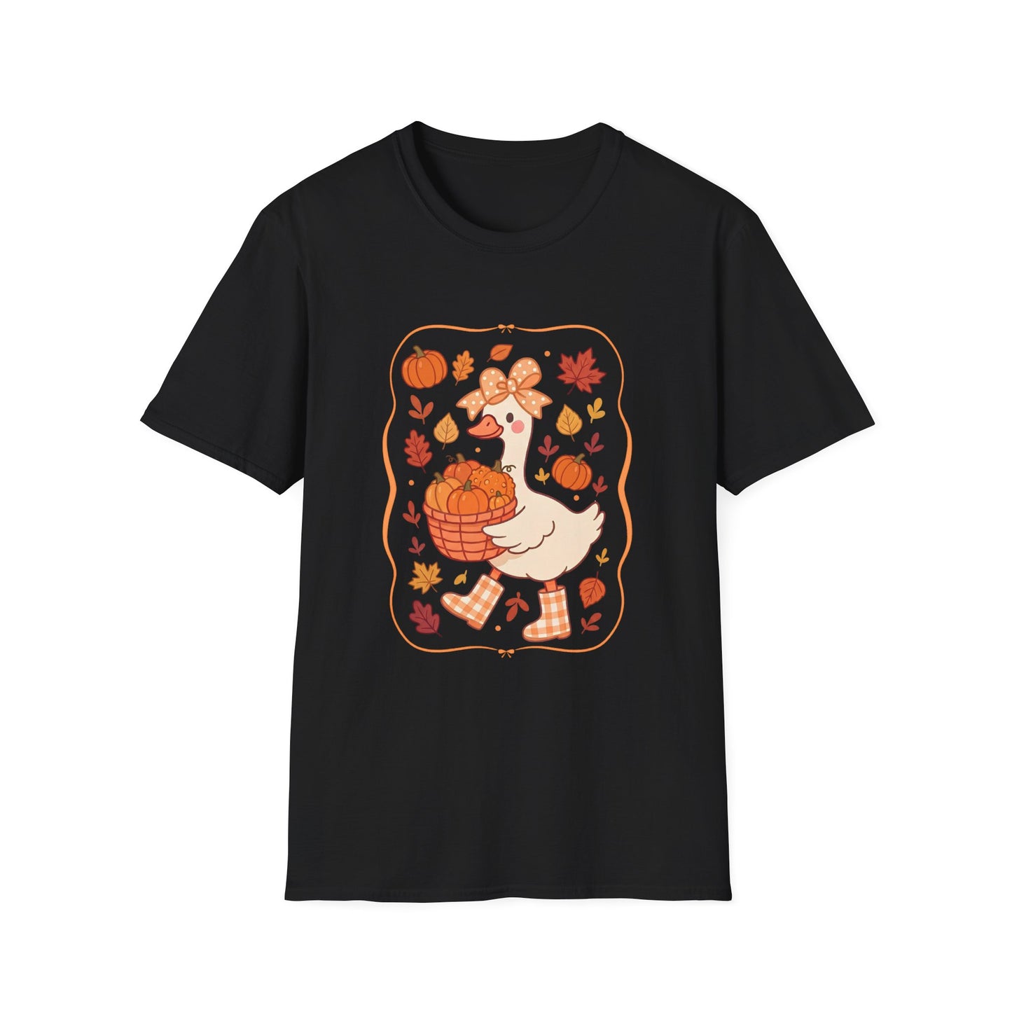 Autumn Goose Tee — Cute Pumpkin & Leaves Fall Graphic T-Shirt
