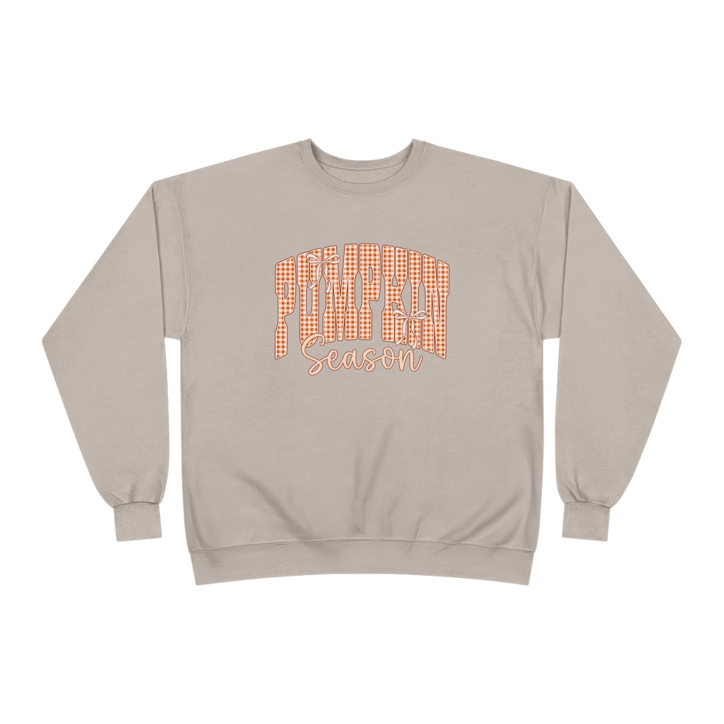 Pumpkin Season Crewneck Sweatshirt — Orange Plaid Fall Pullover