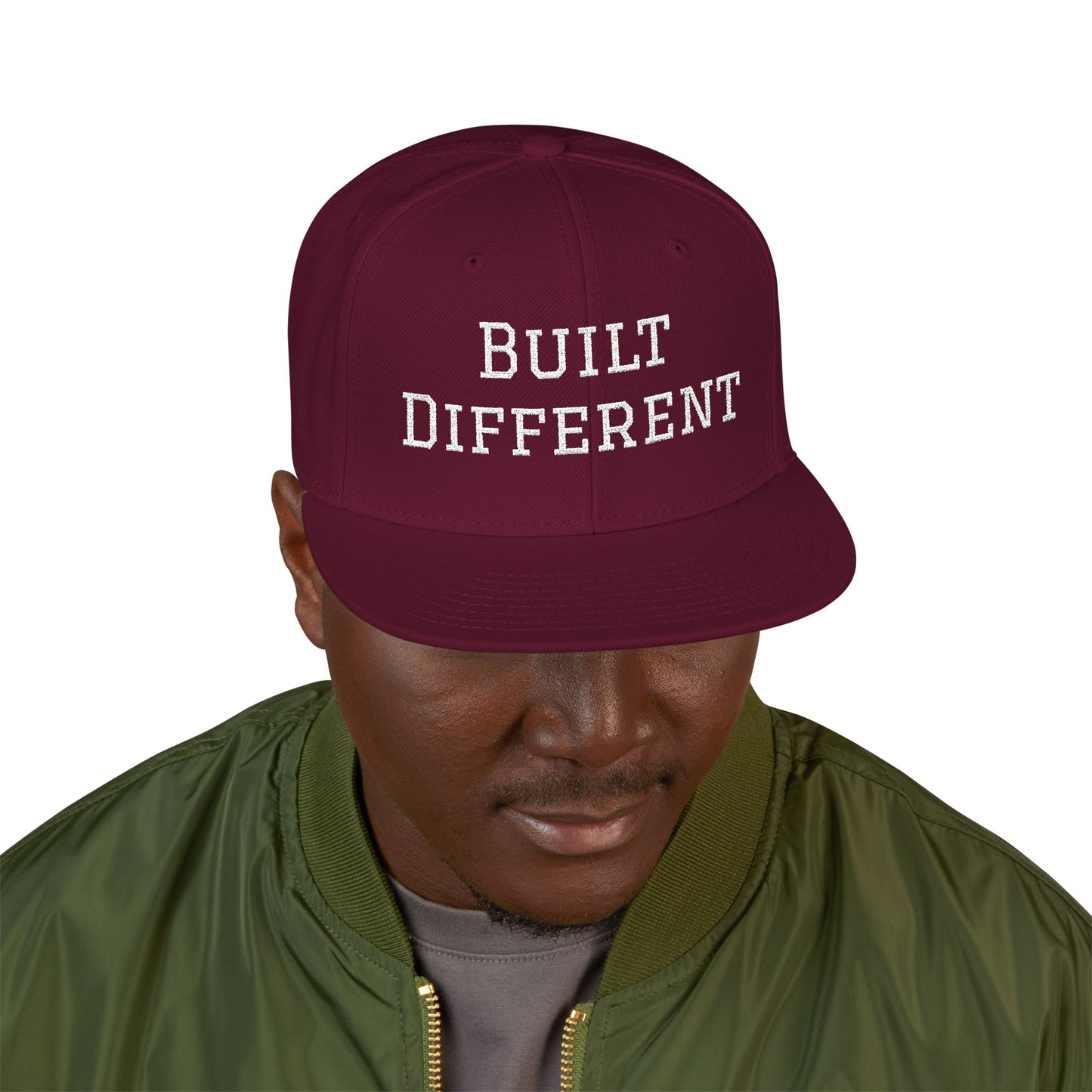 Built Different Embroidered Snapback Hat — Adjustable Streetwear Cap