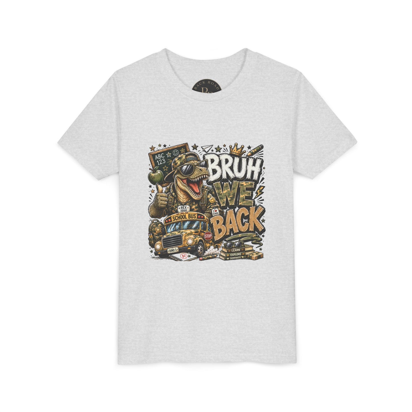 BRUH, WE BACK. 🦖🚌📚Dino Youth Tee