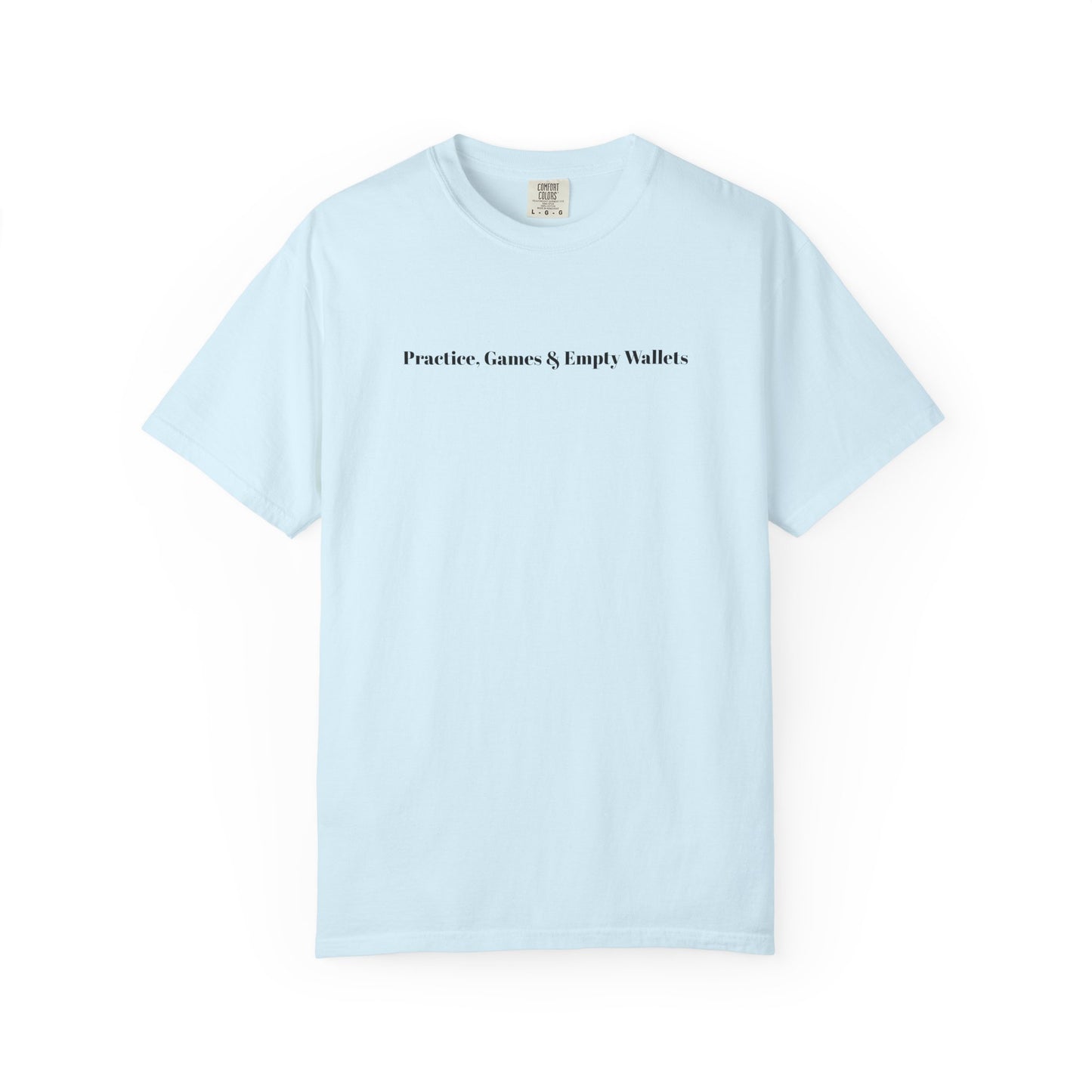 T-Shirt — “Practice. Learn. Repeat. Wallets.” Minimalist White Graphic Tee