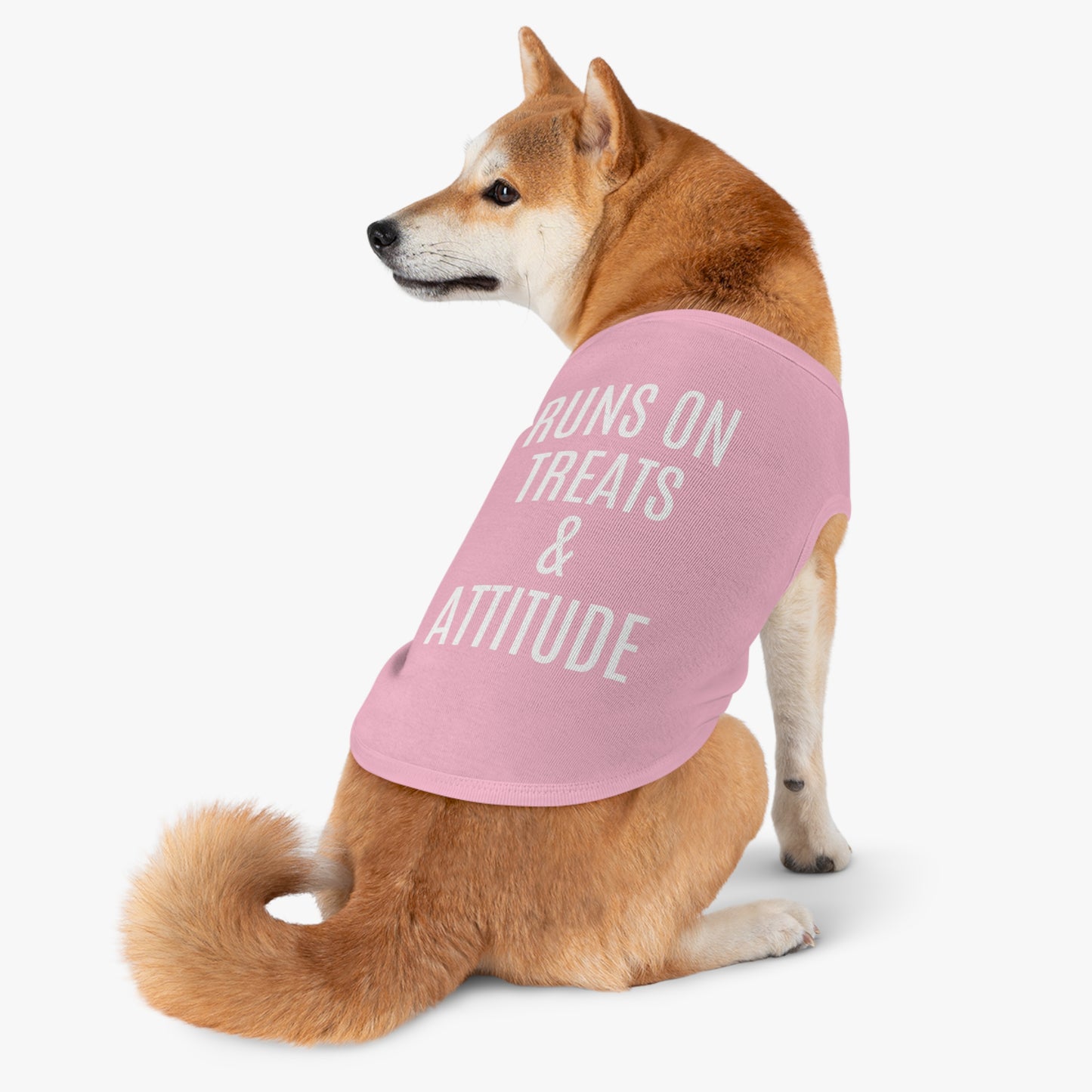 Pet Tank Top - "Runs on Treats & Attitude" Funny Dog Shirt