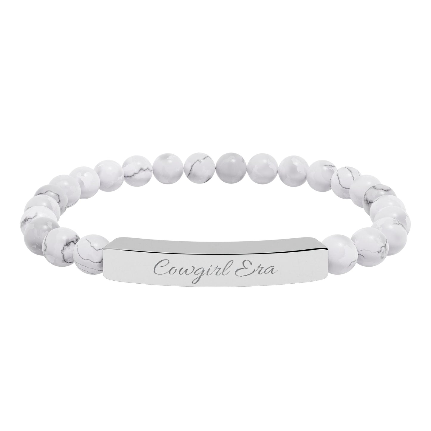 🤠✨ Cowgirl Era Bracelet , Natural Stone Stretch Bar Bracelet — Personalized Beaded Bracelet