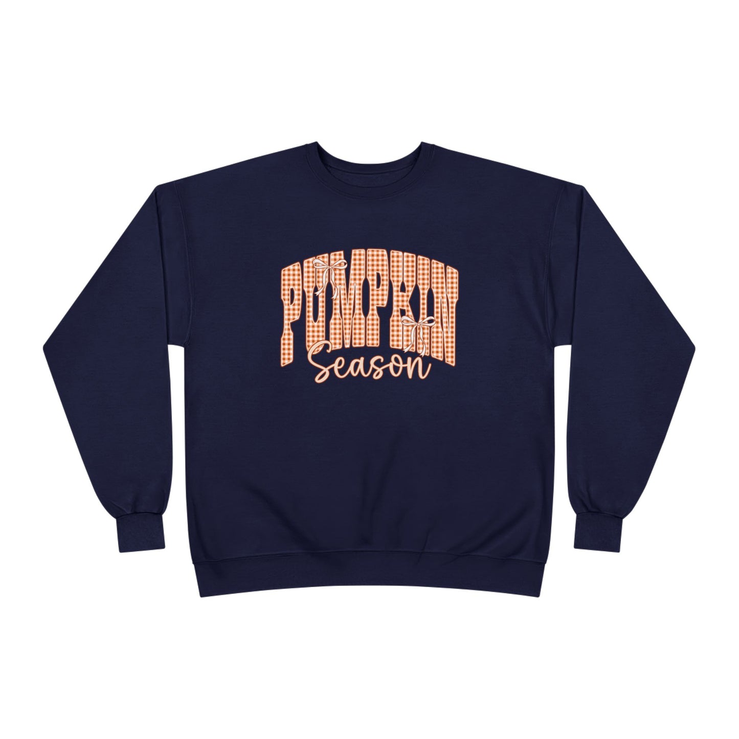 Pumpkin Season Crewneck Sweatshirt — Orange Plaid Fall Pullover