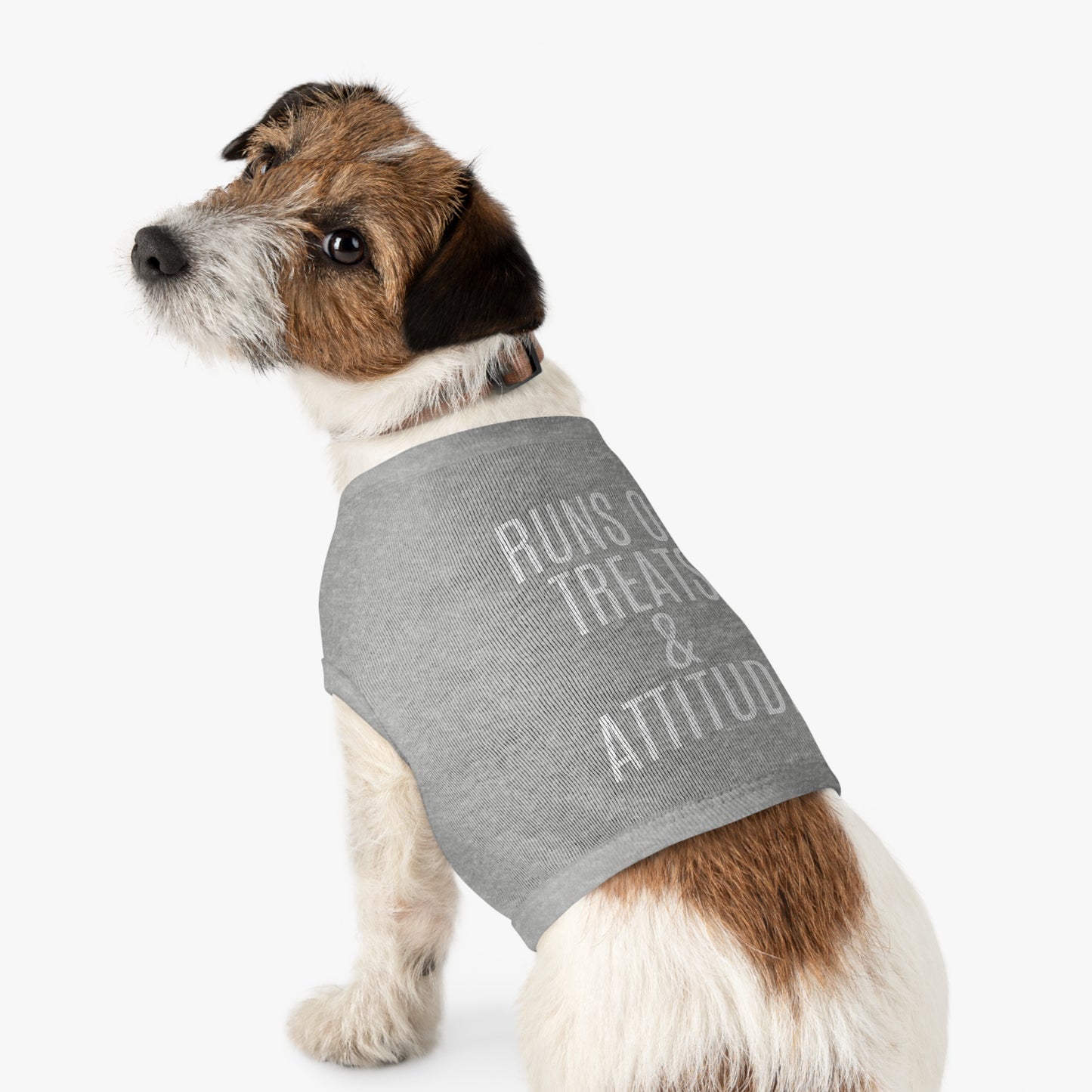 Pet Tank Top - "Runs on Treats & Attitude" Funny Dog Shirt