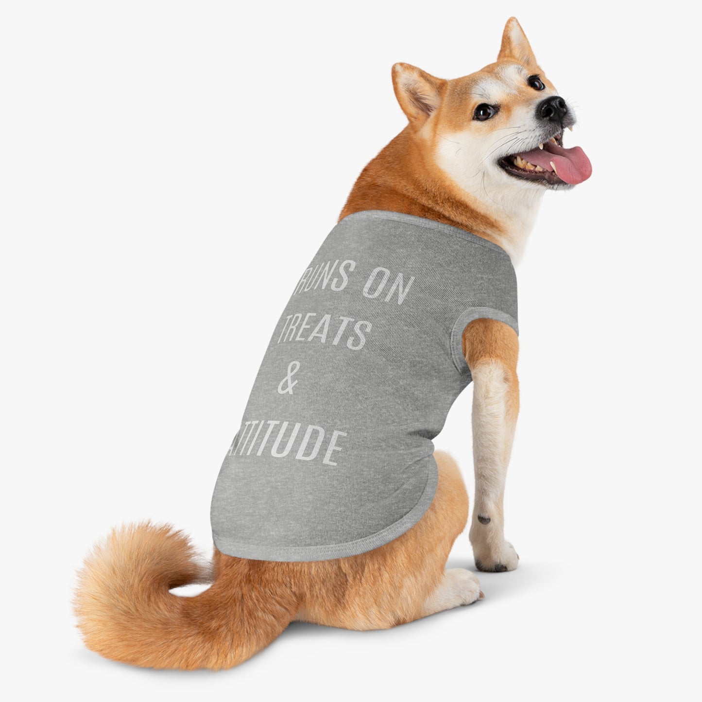 Pet Tank Top - "Runs on Treats & Attitude" Funny Dog Shirt