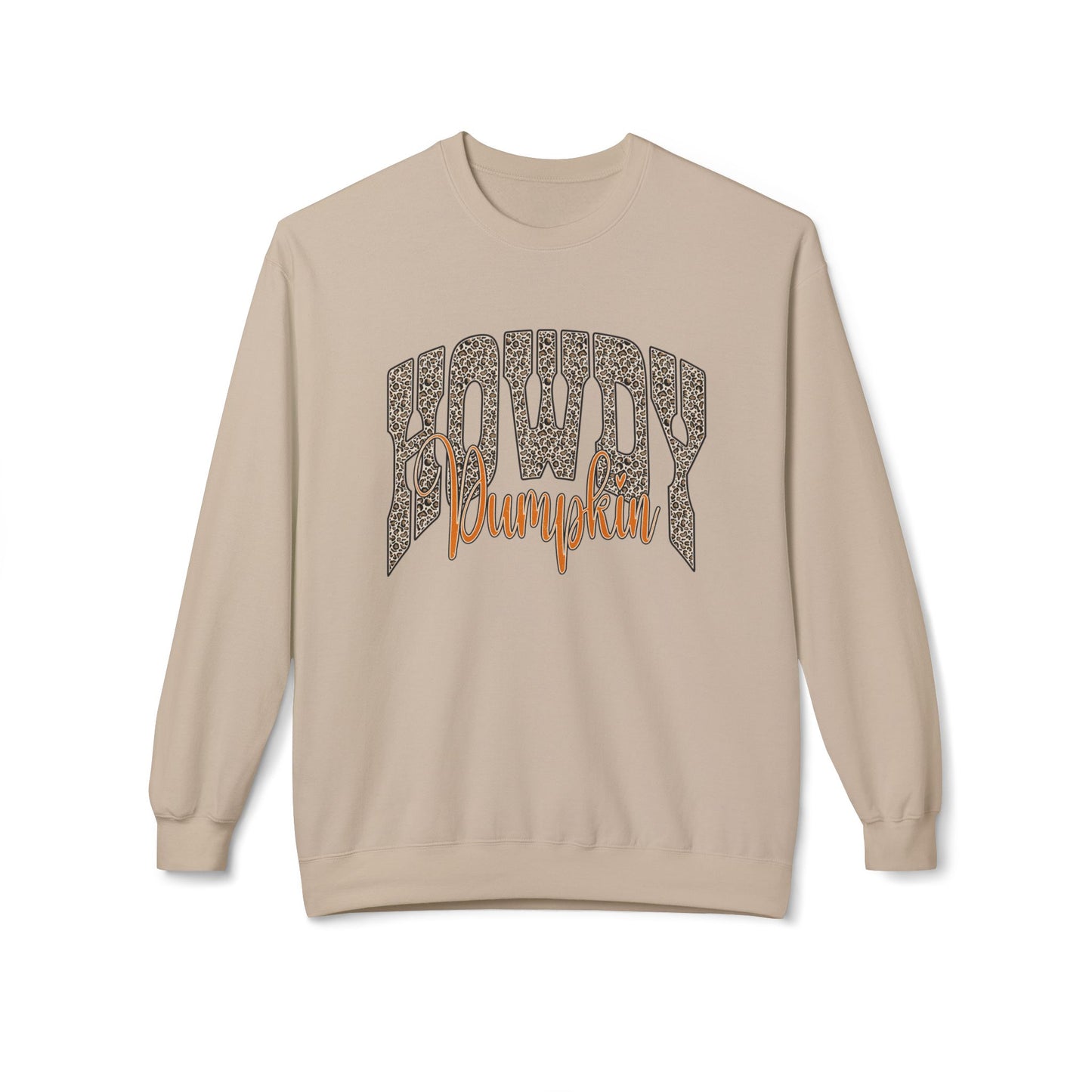 Howdy Pumpkin Crewneck Sweatshirt — Leopard Print Fall Pullover