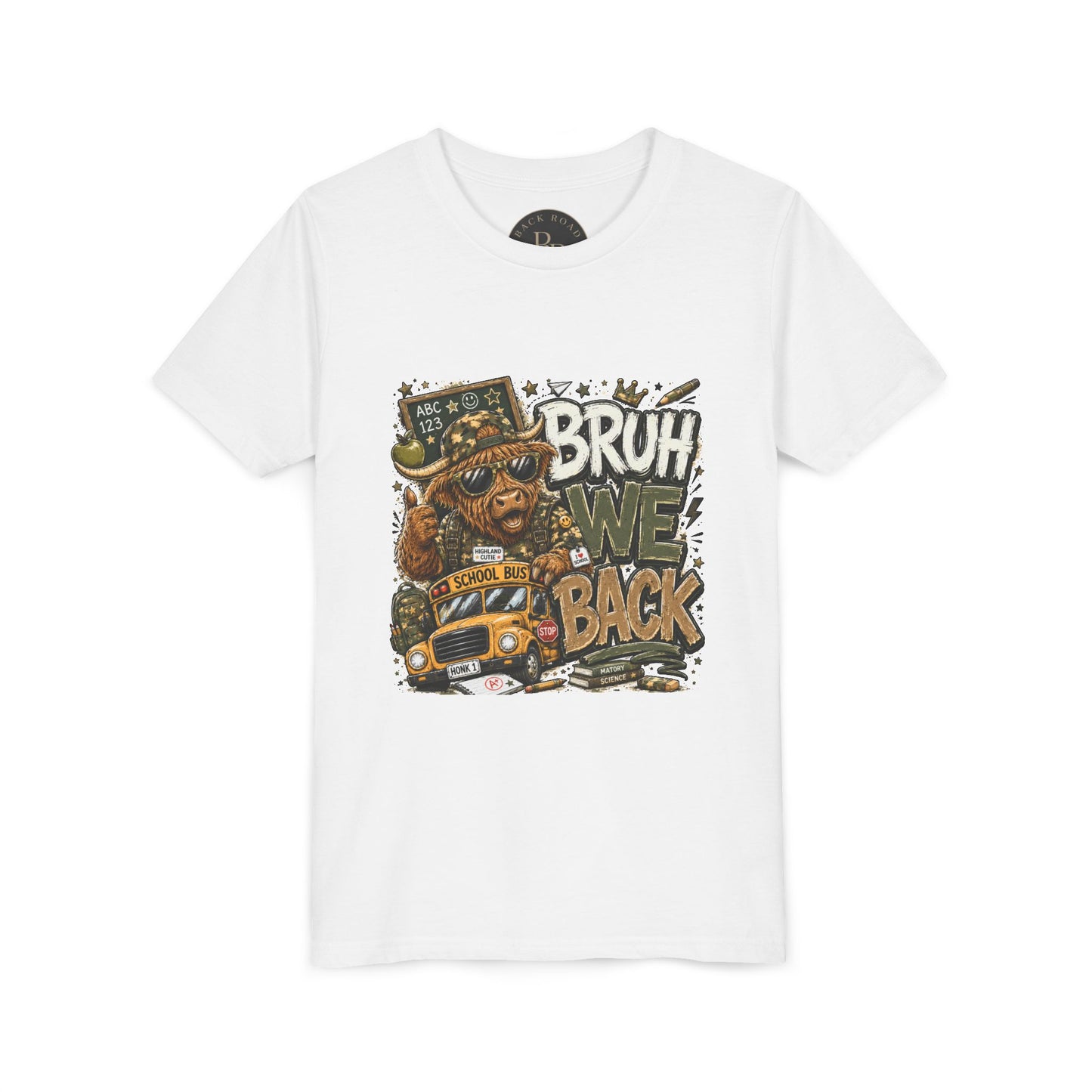 BRUH, WE BACK. 🐮🚌📚 Youth Tee