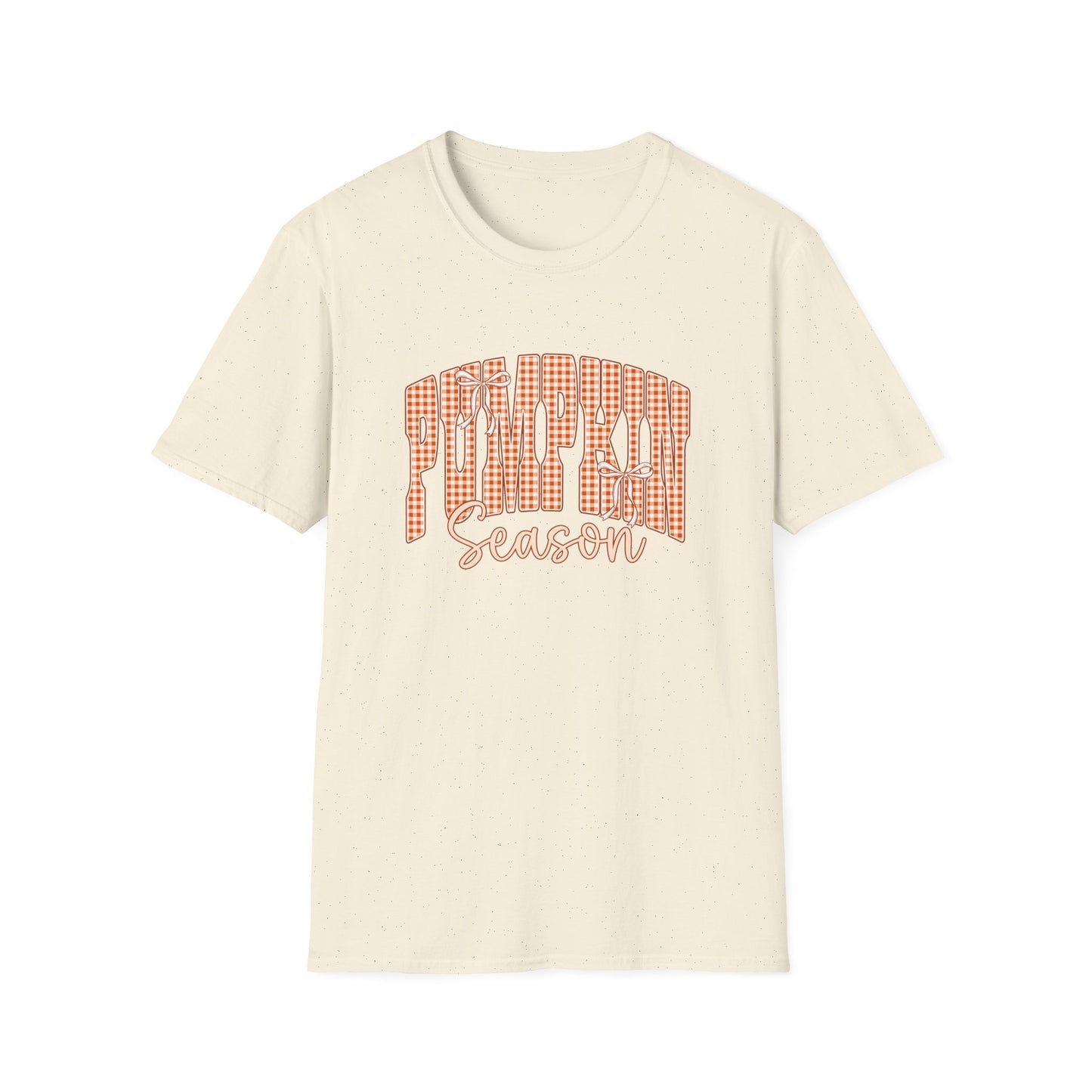 Pumpkin Season T-Shirt — Orange Gingham Fall Graphic Tee