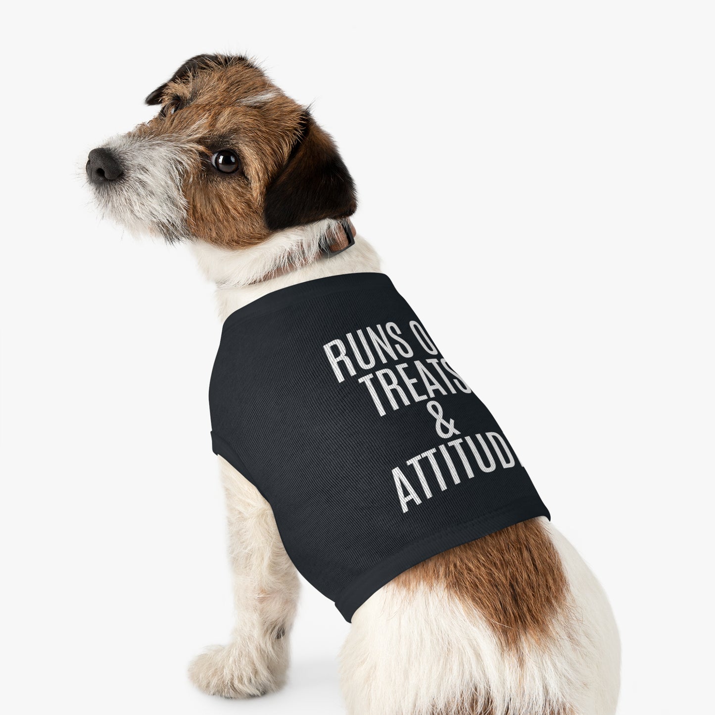 Pet Tank Top - "Runs on Treats & Attitude" Funny Dog Shirt
