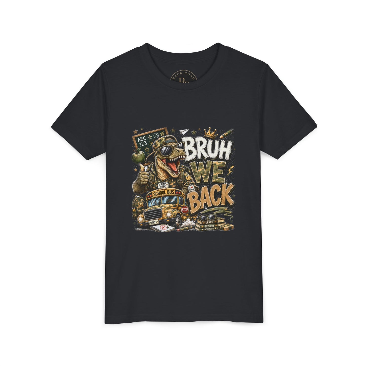 BRUH, WE BACK. 🦖🚌📚Dino Youth Tee