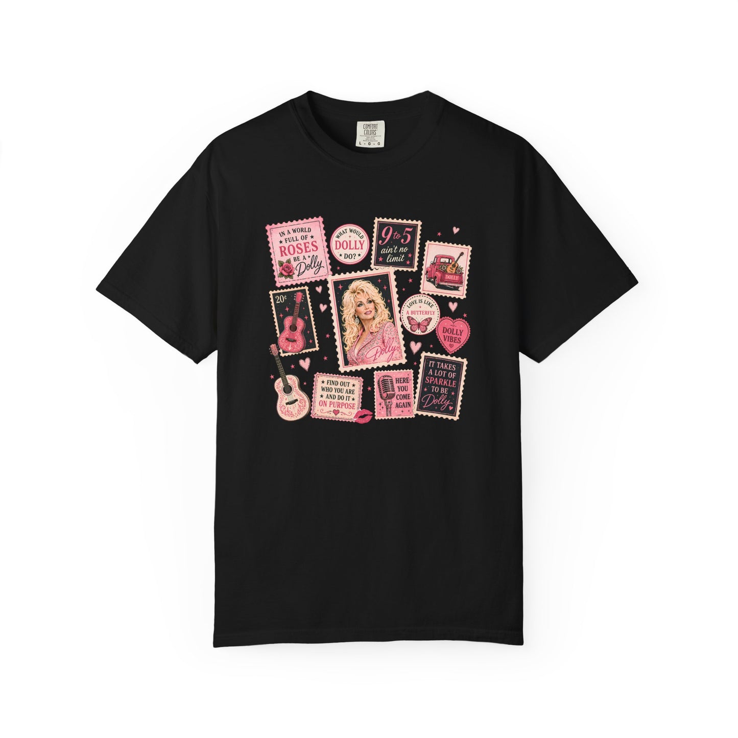 Dolly Parton Pink Collage T-Shirt — Vintage Country Music Graphic Tee