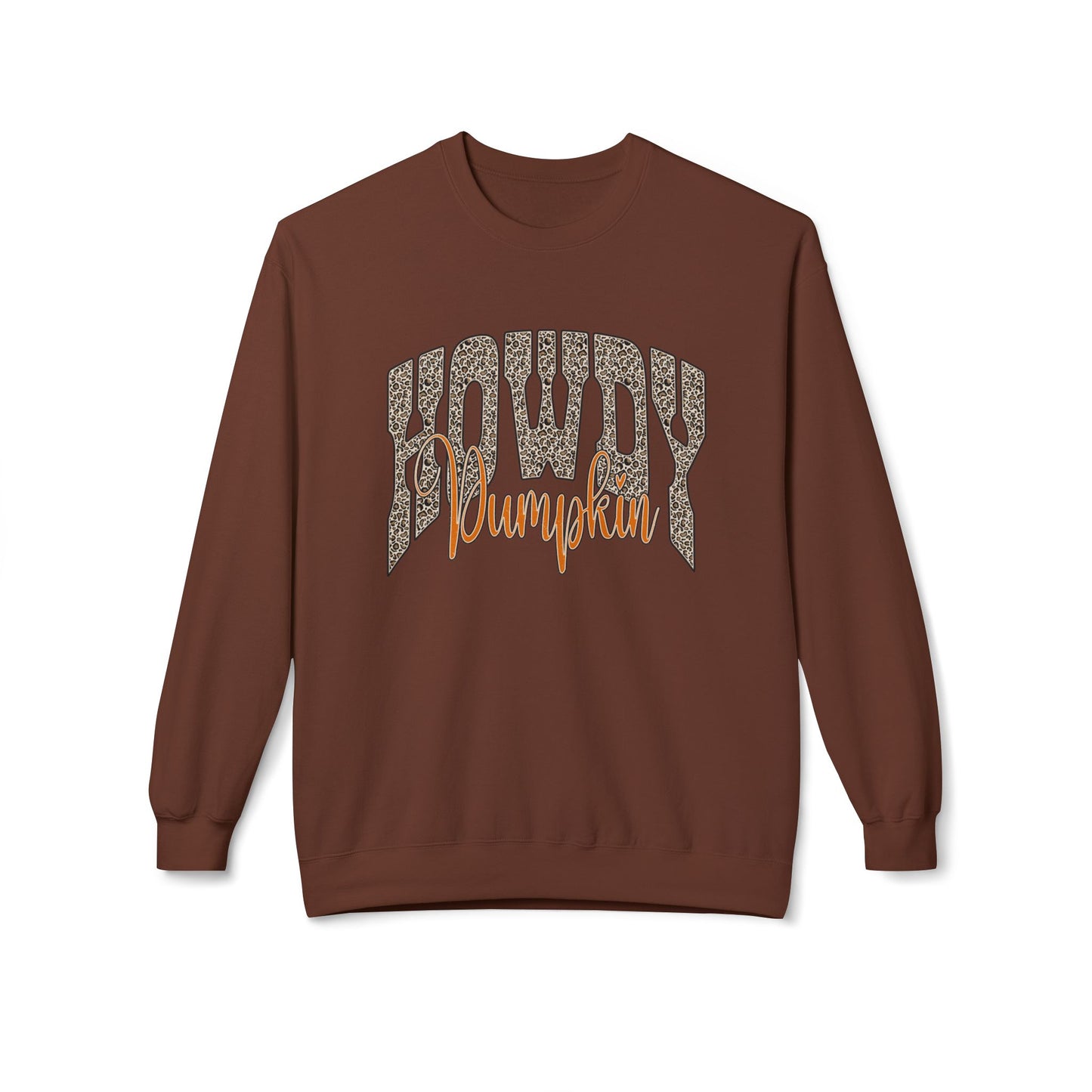 Howdy Pumpkin Crewneck Sweatshirt — Leopard Print Fall Pullover