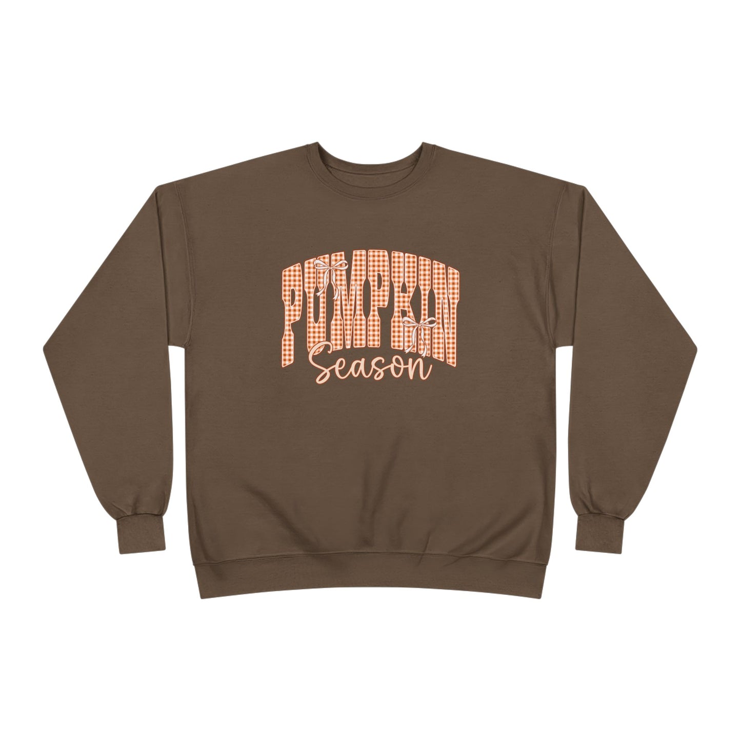 Pumpkin Season Crewneck Sweatshirt — Orange Plaid Fall Pullover