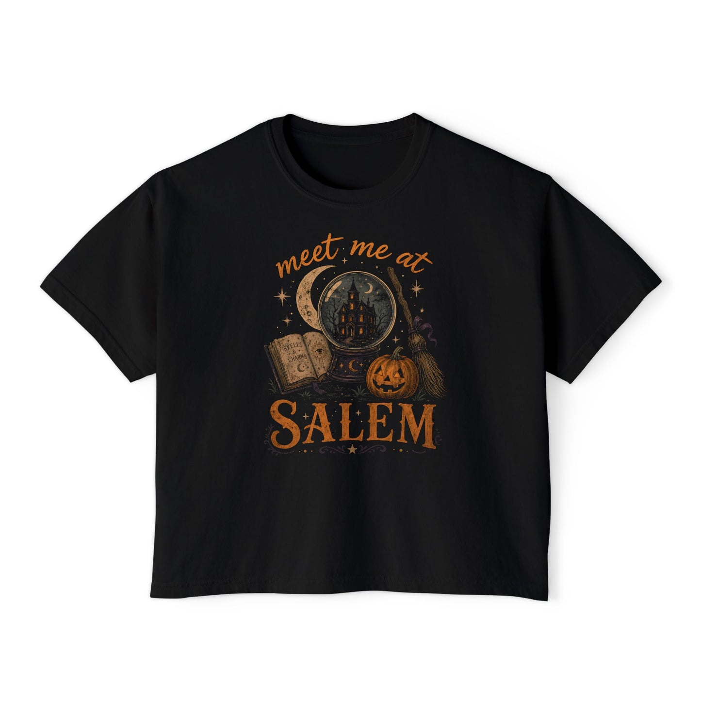 🖤 Meet Me at Salem – Boxy Tee 🖤
— Vintage Halloween Witchy Graphic