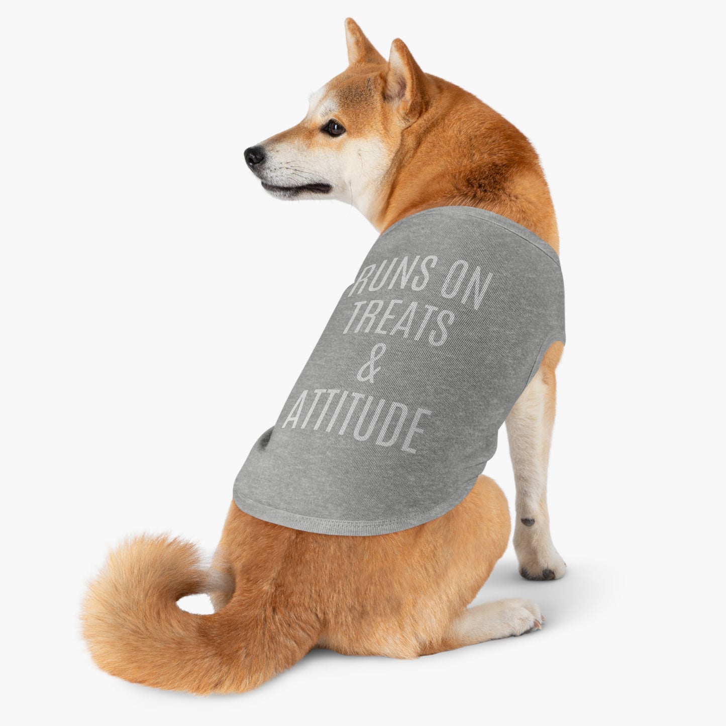 Pet Tank Top - "Runs on Treats & Attitude" Funny Dog Shirt