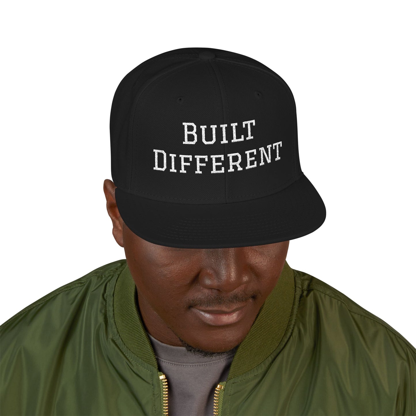 Built Different Embroidered Snapback Hat — Adjustable Streetwear Cap
