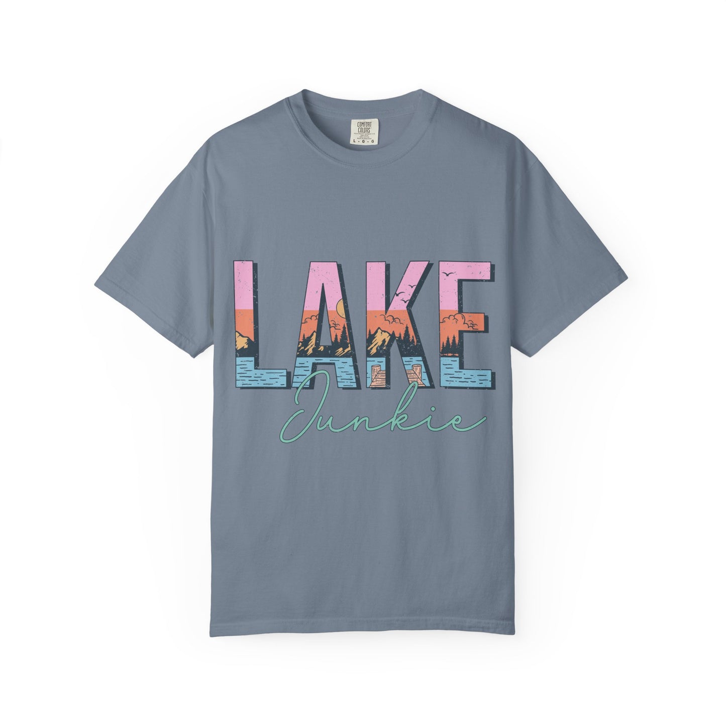 Lake Junkie T-Shirt — Vintage Lakeside Sunset Graphic Tee