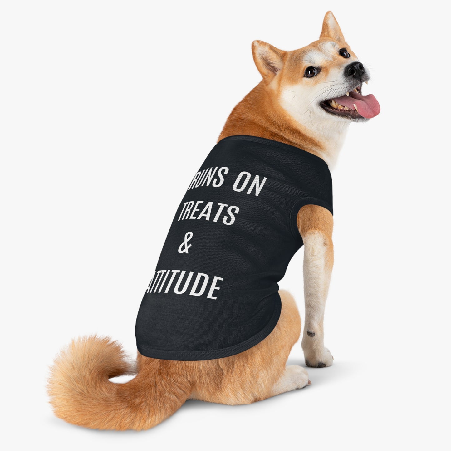 Pet Tank Top - "Runs on Treats & Attitude" Funny Dog Shirt