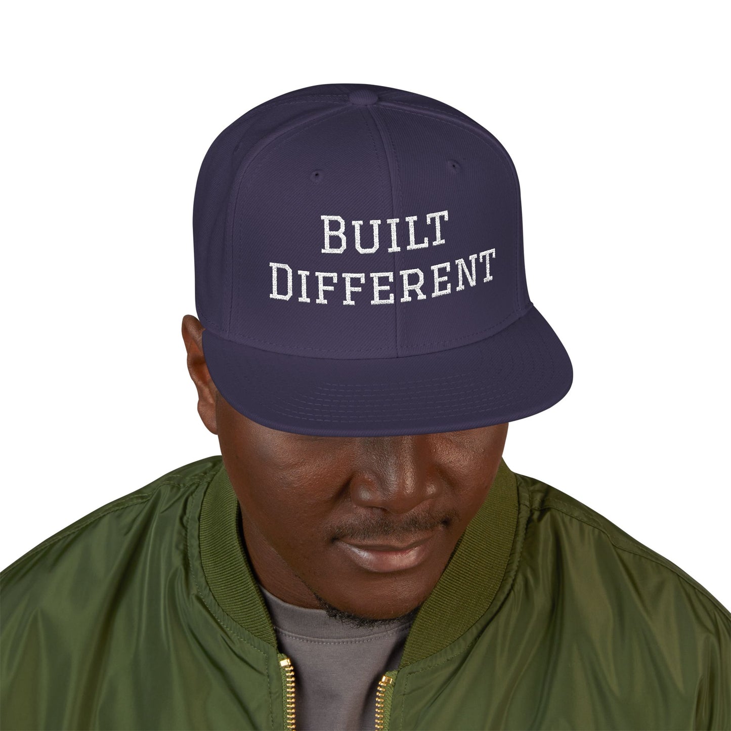 Built Different Embroidered Snapback Hat — Adjustable Streetwear Cap