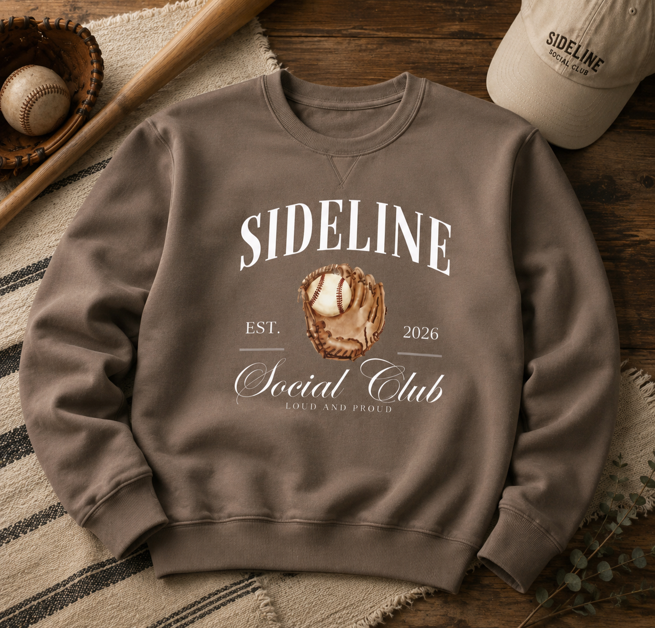 ⚾🤍 Baseball Sideline Social Club • 2026 Crewneck