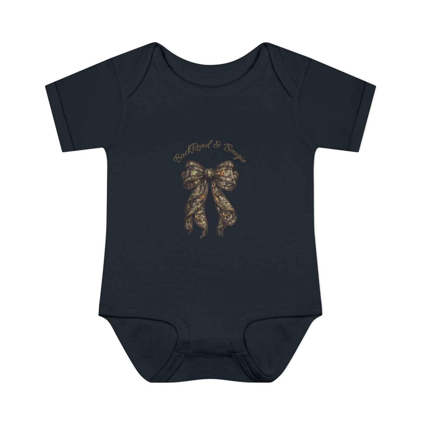 Backroad & Bougie Camo Bow Baby Onesie