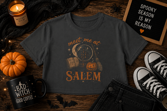 🖤 Meet Me at Salem – Boxy Tee 🖤
— Vintage Halloween Witchy Graphic