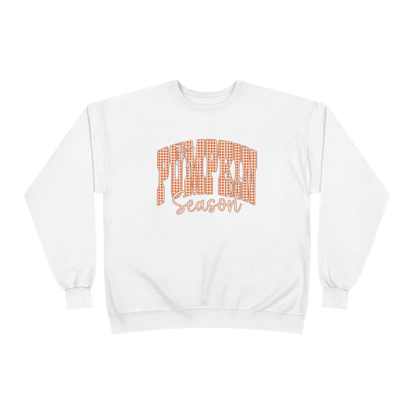 Pumpkin Season Crewneck Sweatshirt — Orange Plaid Fall Pullover