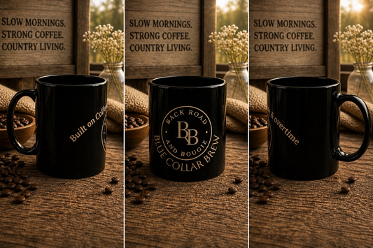 Back Road & Bougie “Blue Collar Brew” Coffee Mug ☕🖤