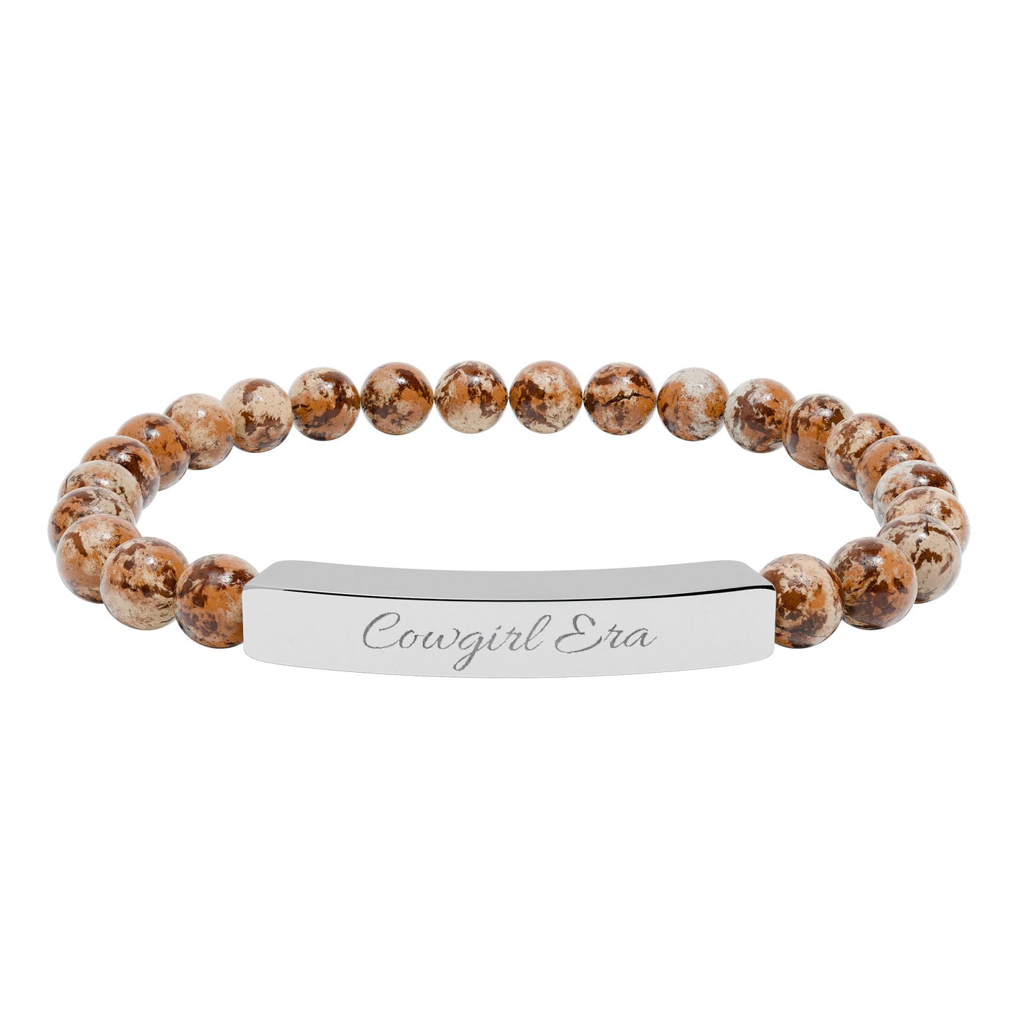🤠✨ Cowgirl Era Bracelet , Natural Stone Stretch Bar Bracelet — Personalized Beaded Bracelet