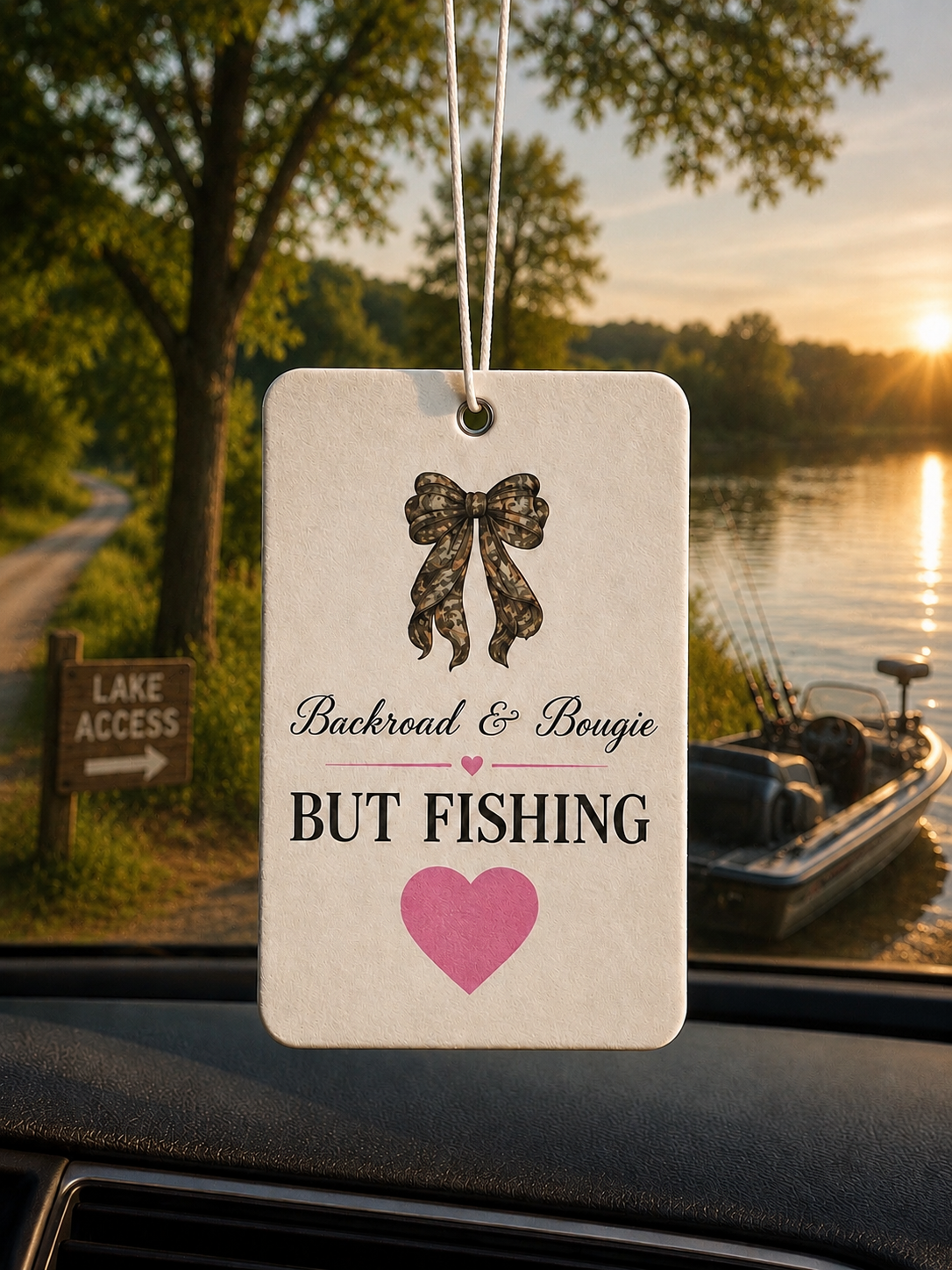 Fishing Car Air Freshener — "Backroad & Bougie" Scented Vehicle Freshener
