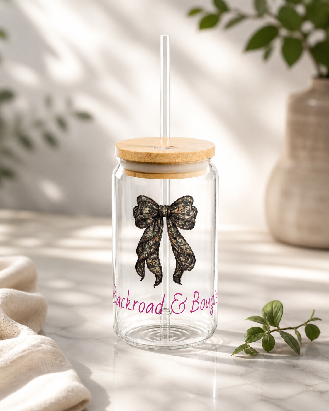 Backroad & Bougie Glass Straw Cup