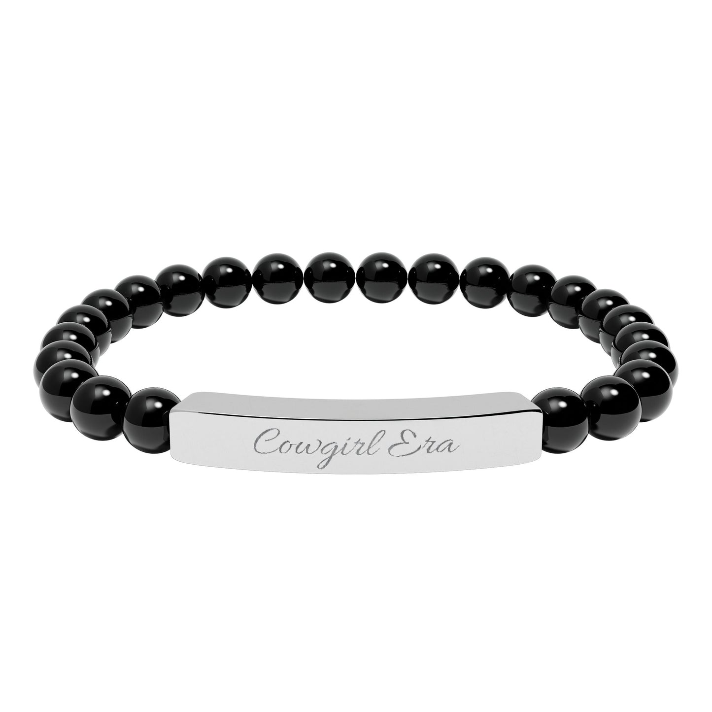 🤠✨ Cowgirl Era Bracelet , Natural Stone Stretch Bar Bracelet — Personalized Beaded Bracelet