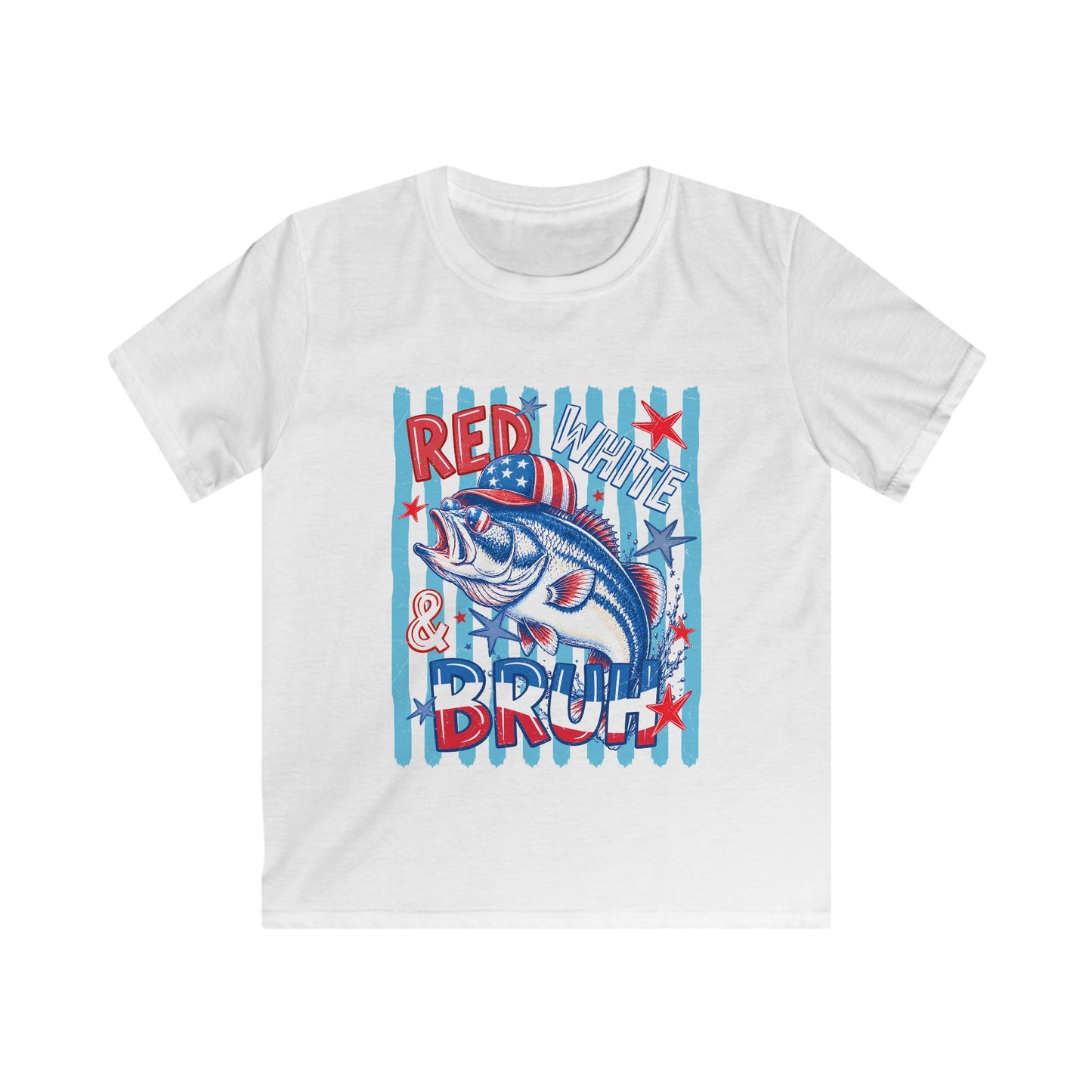 4th of July Boys Tee — 'Red, White and Bruh' Fish Design