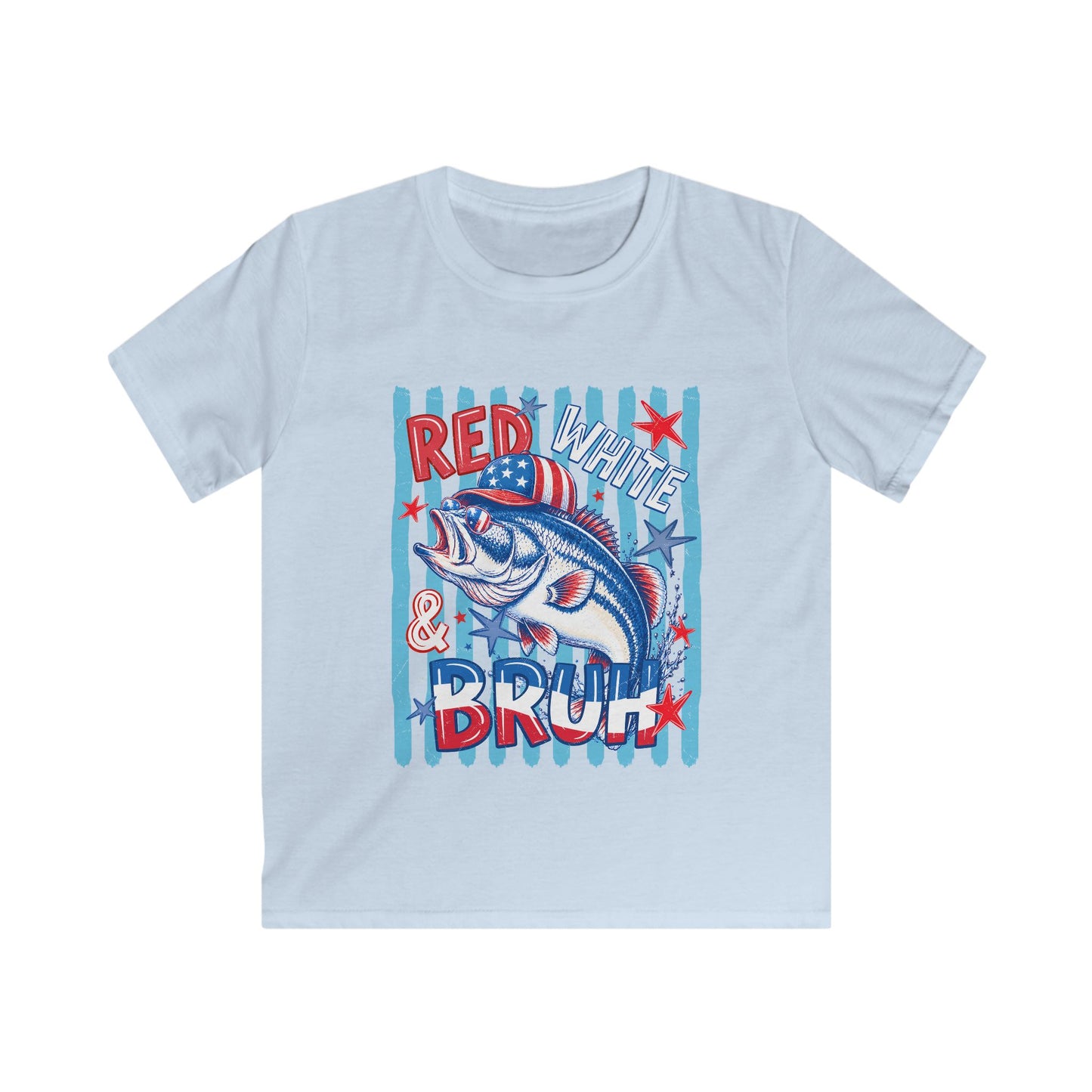 4th of July Boys Tee — 'Red, White and Bruh' Fish Design