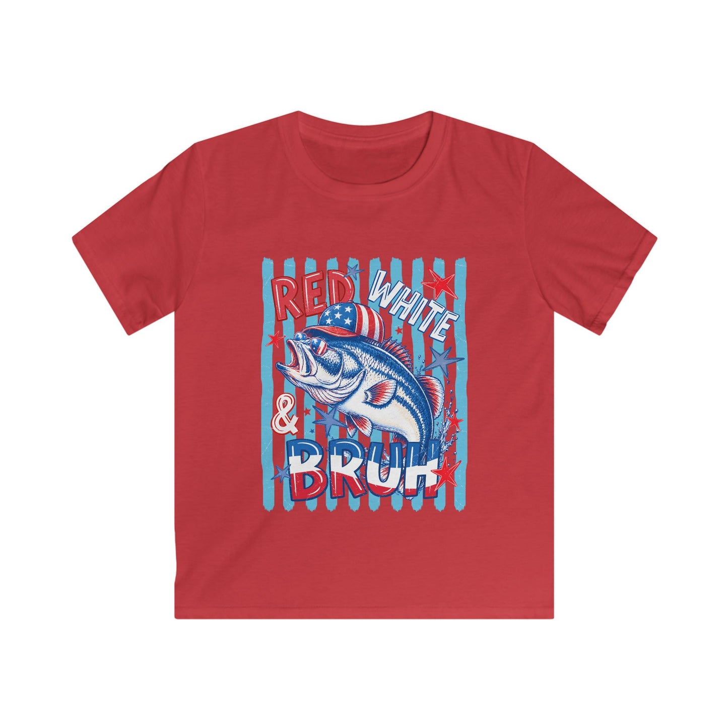 4th of July Boys Tee — 'Red, White and Bruh' Fish Design