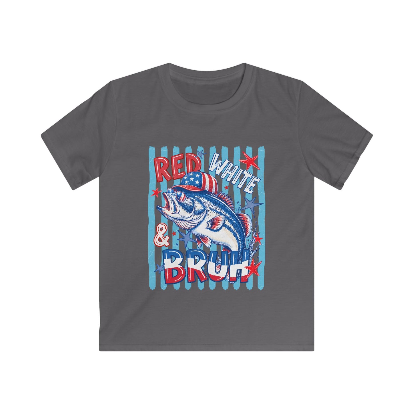 4th of July Boys Tee — 'Red, White and Bruh' Fish Design