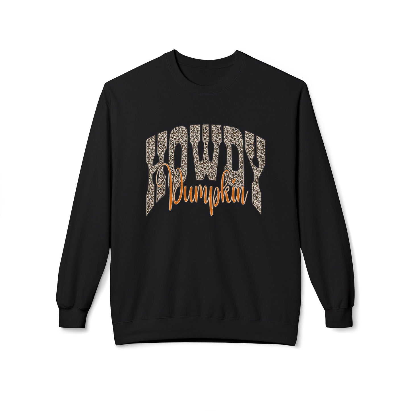 Howdy Pumpkin Crewneck Sweatshirt — Leopard Print Fall Pullover