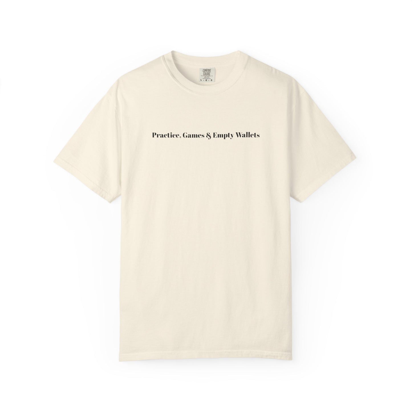 T-Shirt — “Practice. Learn. Repeat. Wallets.” Minimalist White Graphic Tee