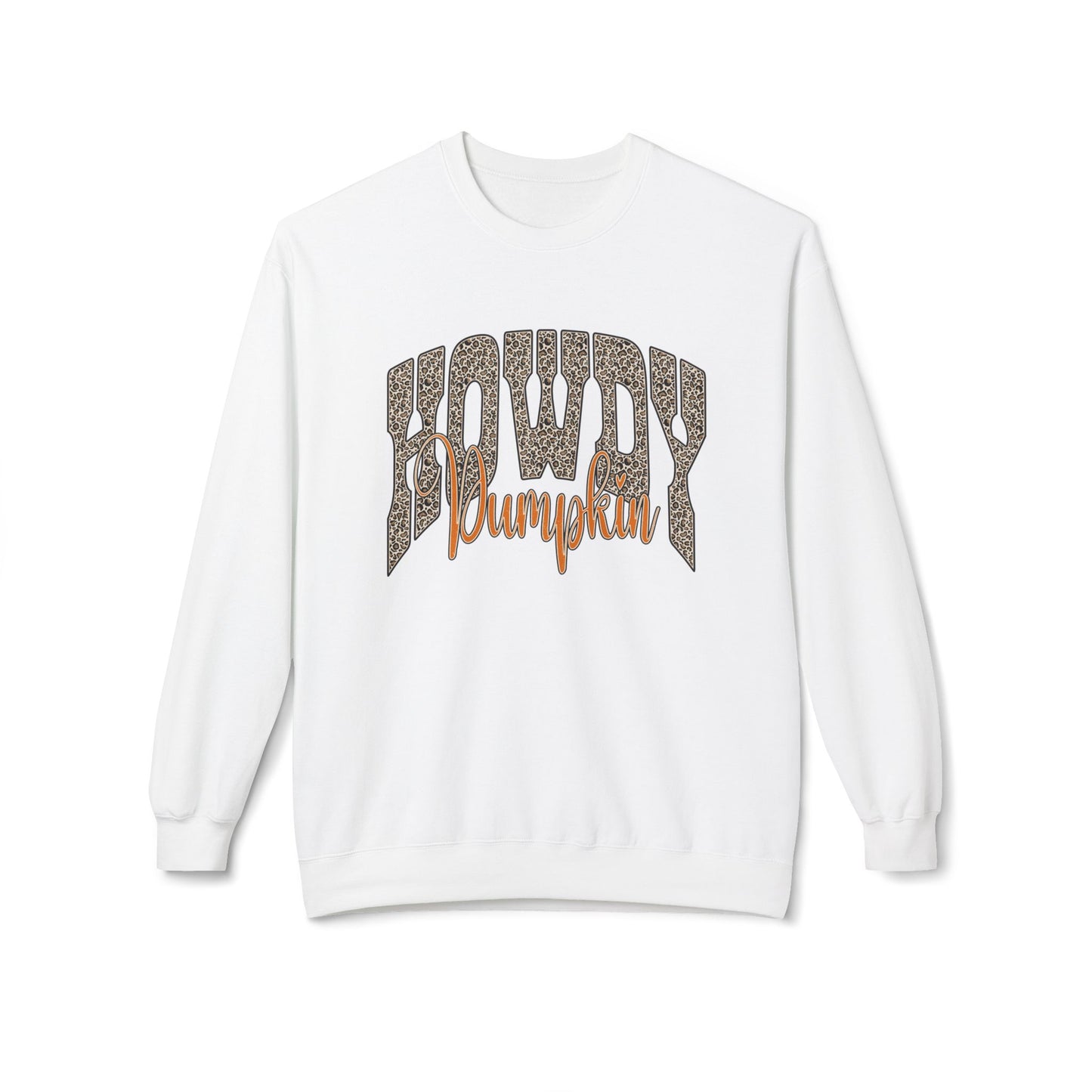 Howdy Pumpkin Crewneck Sweatshirt — Leopard Print Fall Pullover
