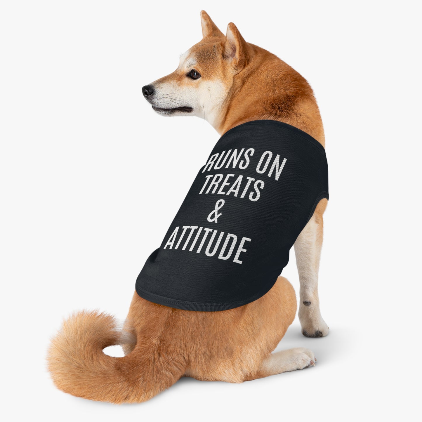 Pet Tank Top - "Runs on Treats & Attitude" Funny Dog Shirt
