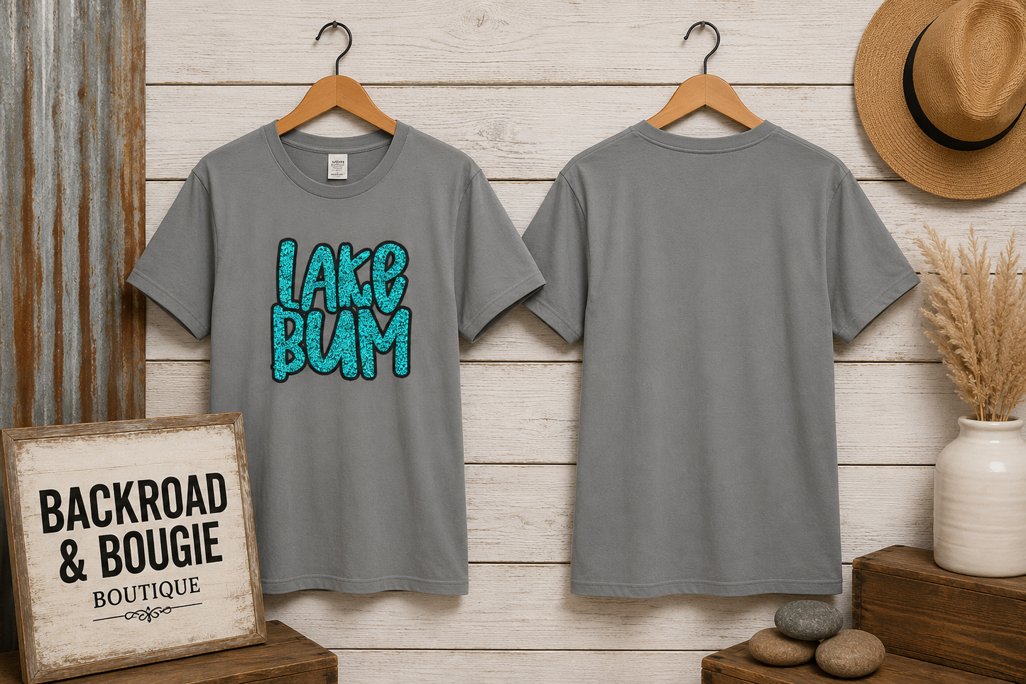 Lake Bum Graphic T-Shirt — Retro Teal Text Tee