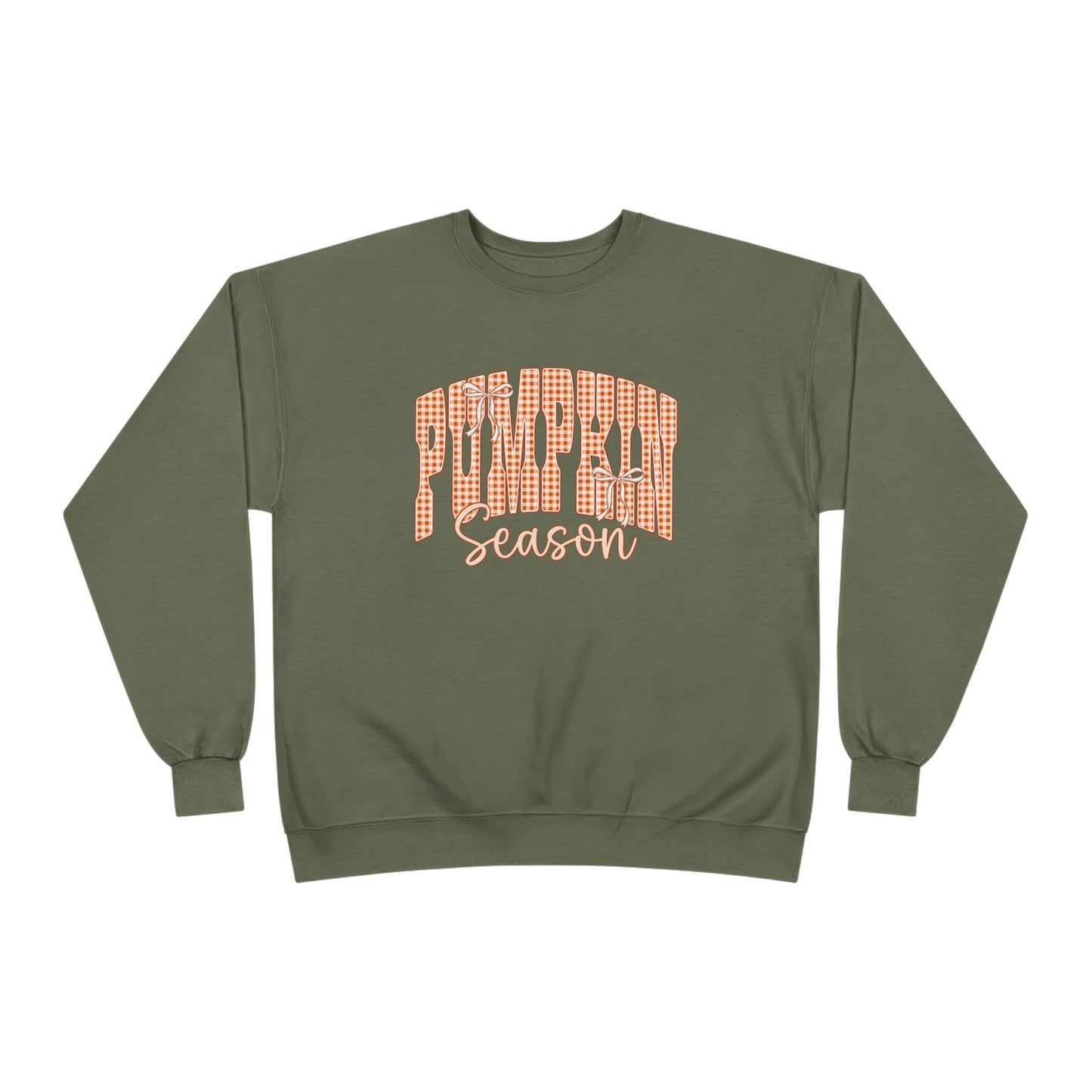 Pumpkin Season Crewneck Sweatshirt — Orange Plaid Fall Pullover
