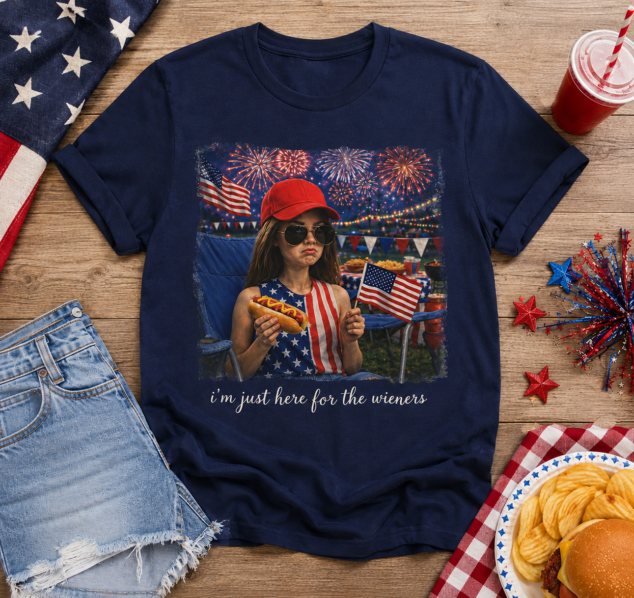 🌭🇺🇸 I’m Just Here For The Wieners Tee